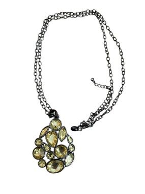 Lia Sophia ‘Rio’ necklace hematite chain faceted pendant